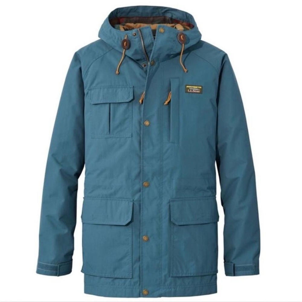 EUC L.L. Bean Teal Mountain Classic Blue Hooded Windbreaker  Rain Jacket